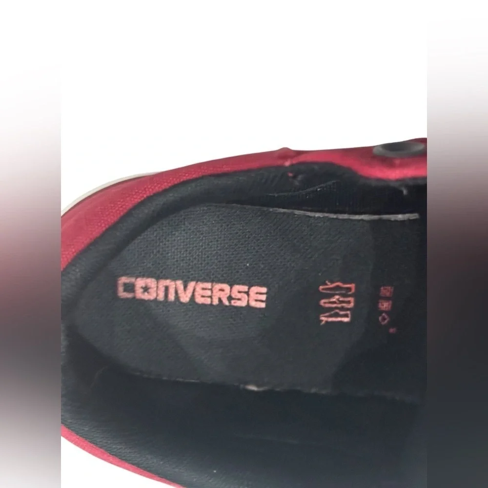 Kid’s Red Converse Leather Low Top Slip-On Sneakers: Size 5